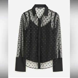 J.Crew sheer button-up with camisole in dot print top